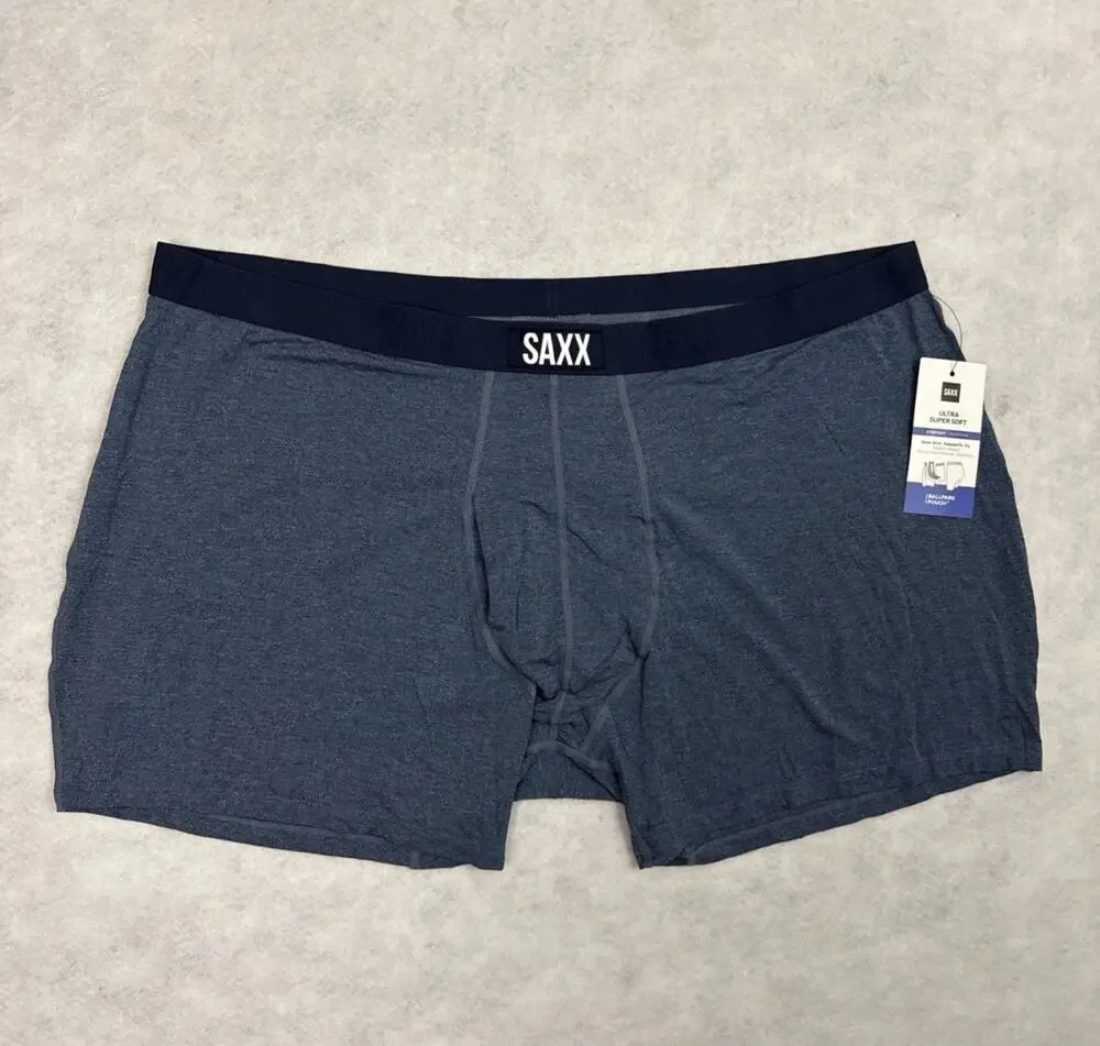 SAXX Boxer Briefs Mens 4XL Blue Ultra Super Soft BallPark Pouch NWT